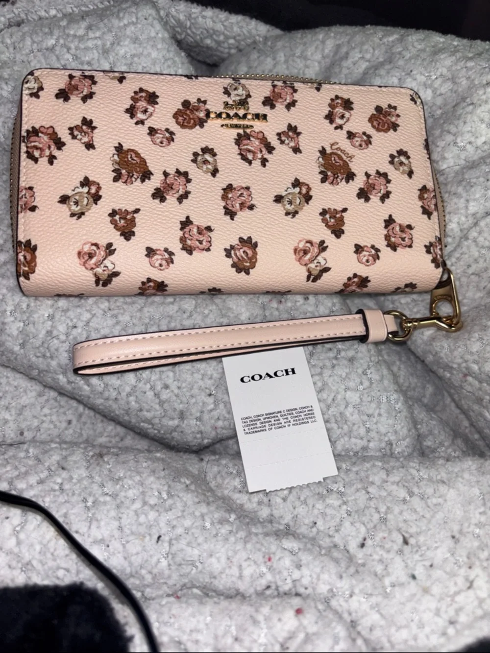 Coach 🆕 Long Zip Around Wallet In Signature Canvas blush Floral Rosette Print